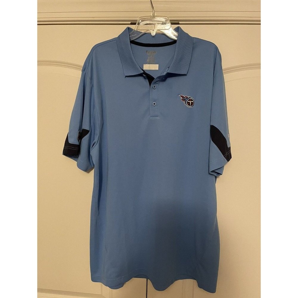 Reebok TN Titans NFL Mens Short Sleeve Polo Shirt 3 Button Blue Navy Size XL